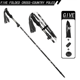 Green 5-Section Folding Trekking Poles, Adjustable Lightweight Hiking Sticks for Walking, Camping & Outdoor Trekking